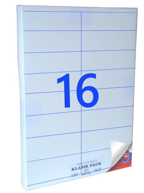 Samolepiace etikety A4 (16 ks na hárku) 100 listov