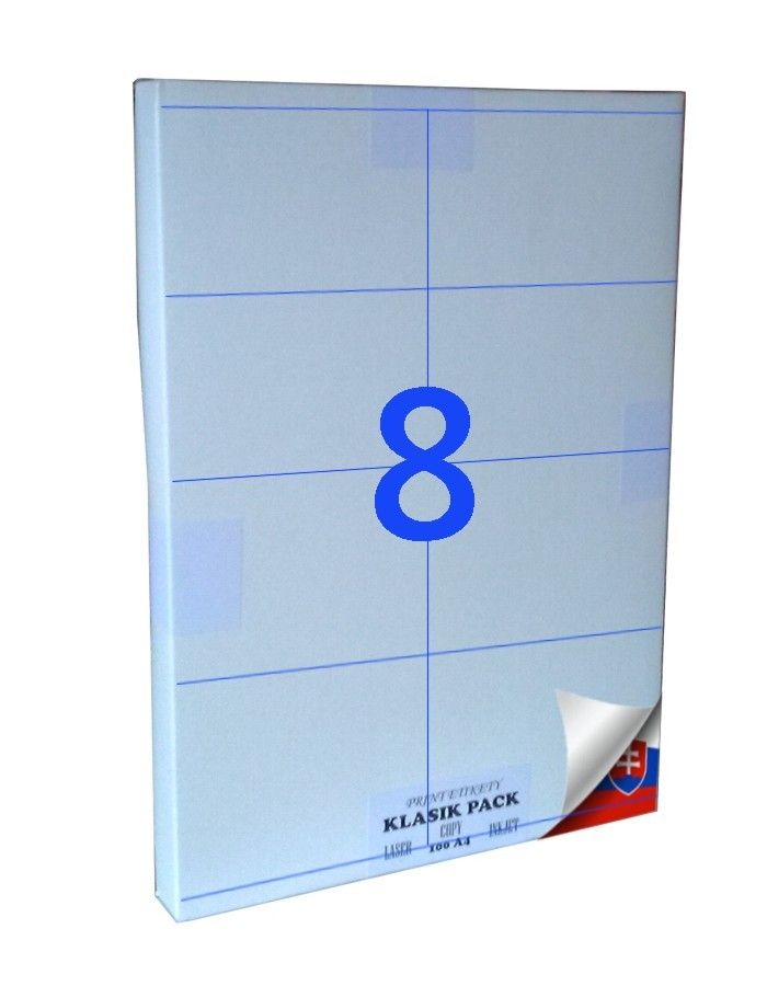 Samolepiace etikety A4 (8ks na hárku) 100 listov